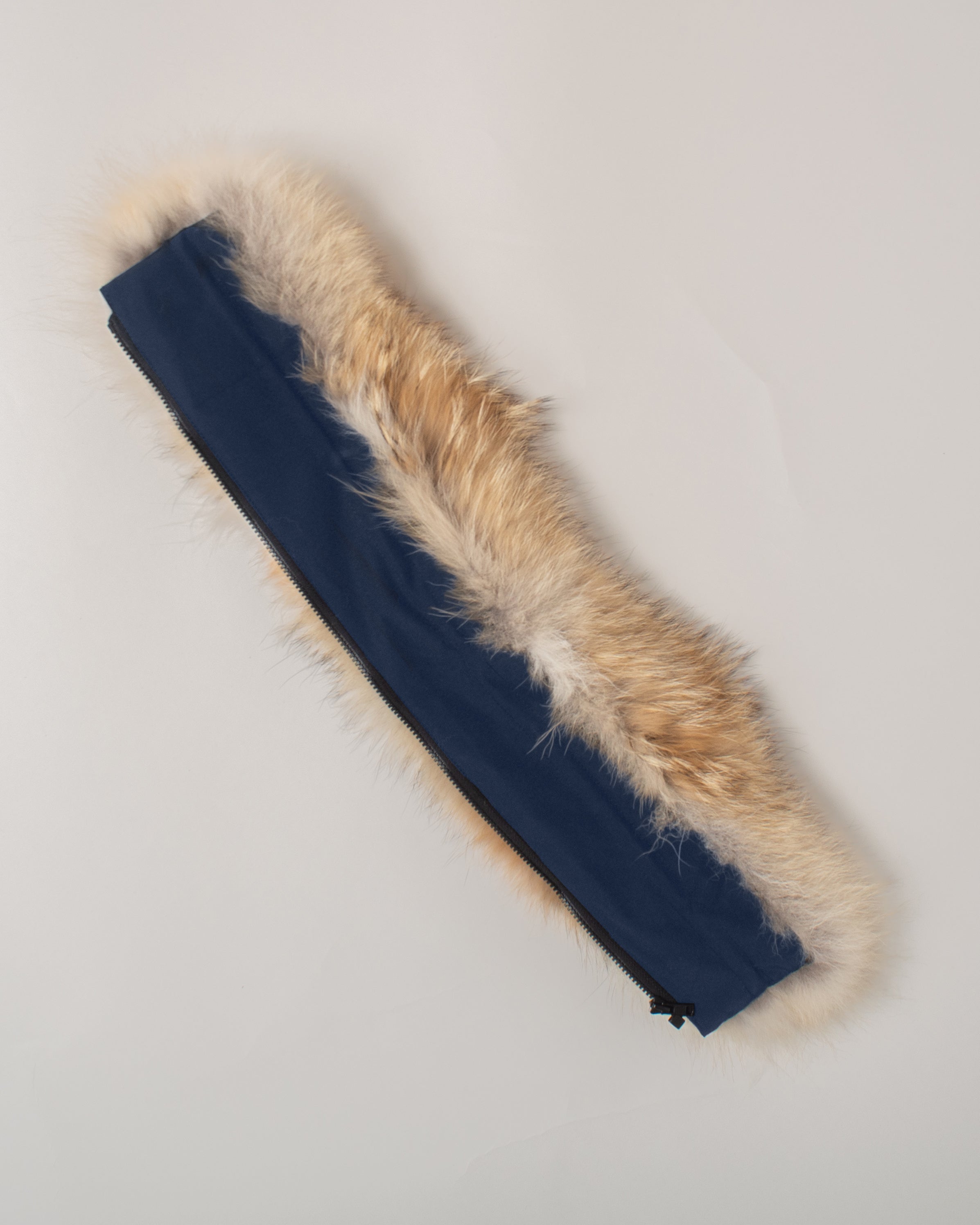Coyote fur navy blue trim compatible with parka hood